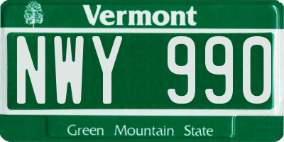 VT license plate NWY990
