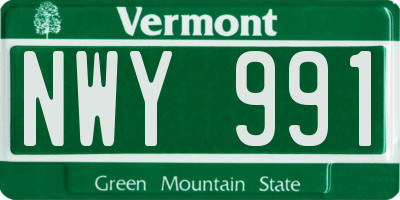 VT license plate NWY991