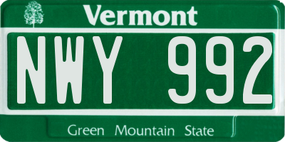 VT license plate NWY992