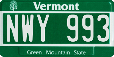 VT license plate NWY993