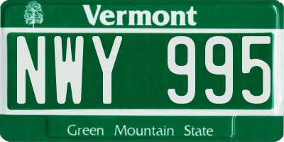 VT license plate NWY995