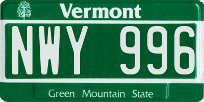 VT license plate NWY996