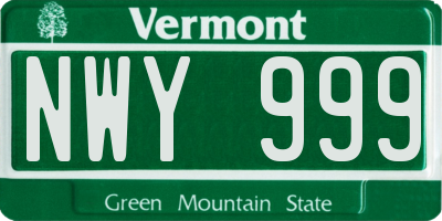 VT license plate NWY999