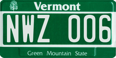 VT license plate NWZ006