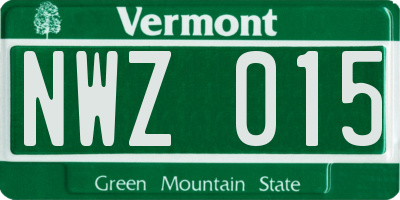 VT license plate NWZ015