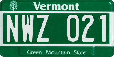 VT license plate NWZ021
