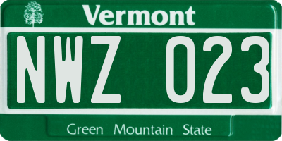 VT license plate NWZ023