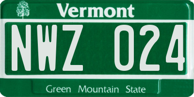 VT license plate NWZ024