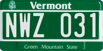 VT license plate NWZ031