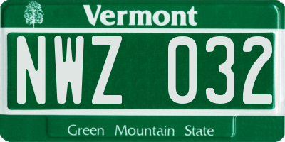 VT license plate NWZ032
