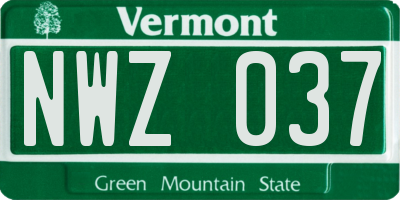 VT license plate NWZ037