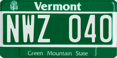 VT license plate NWZ040