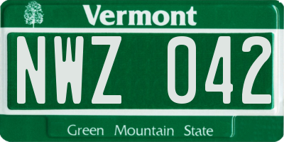 VT license plate NWZ042
