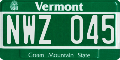 VT license plate NWZ045
