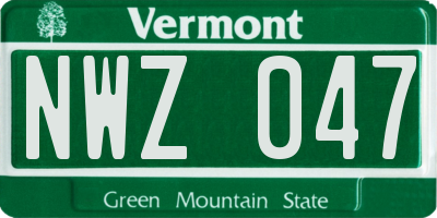 VT license plate NWZ047