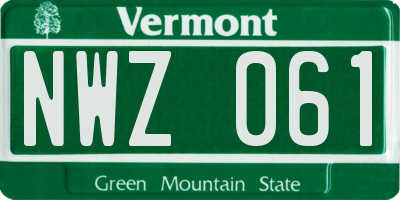 VT license plate NWZ061