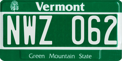 VT license plate NWZ062