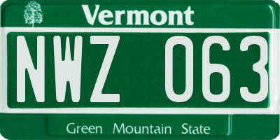 VT license plate NWZ063