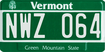 VT license plate NWZ064