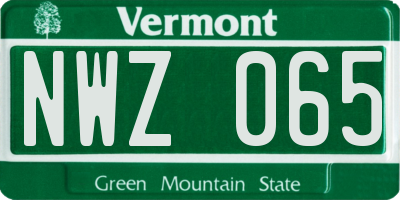 VT license plate NWZ065