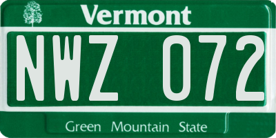 VT license plate NWZ072