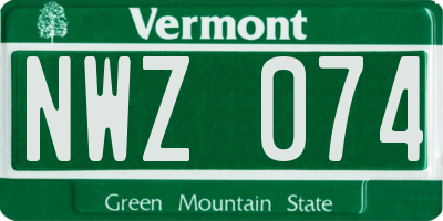 VT license plate NWZ074