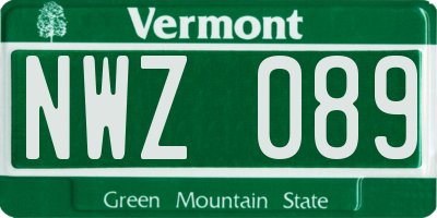 VT license plate NWZ089