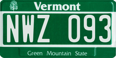VT license plate NWZ093