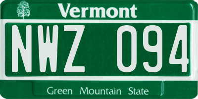 VT license plate NWZ094