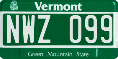 VT license plate NWZ099
