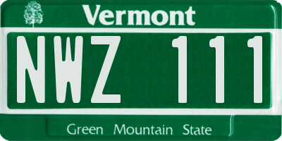 VT license plate NWZ111