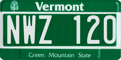 VT license plate NWZ120