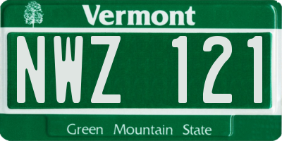 VT license plate NWZ121
