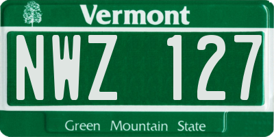 VT license plate NWZ127