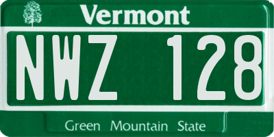 VT license plate NWZ128