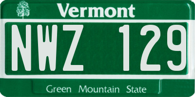 VT license plate NWZ129