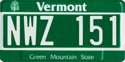 VT license plate NWZ151