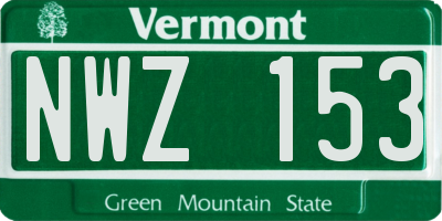 VT license plate NWZ153