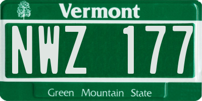VT license plate NWZ177
