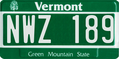 VT license plate NWZ189