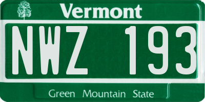 VT license plate NWZ193