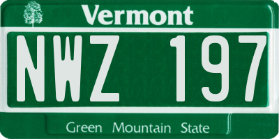 VT license plate NWZ197