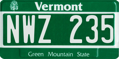 VT license plate NWZ235
