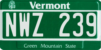 VT license plate NWZ239