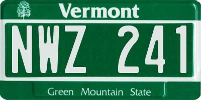 VT license plate NWZ241