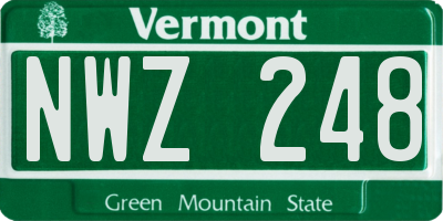 VT license plate NWZ248