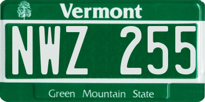 VT license plate NWZ255