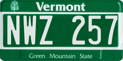 VT license plate NWZ257