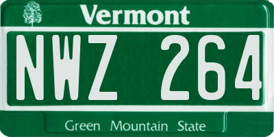 VT license plate NWZ264