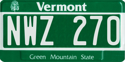 VT license plate NWZ270